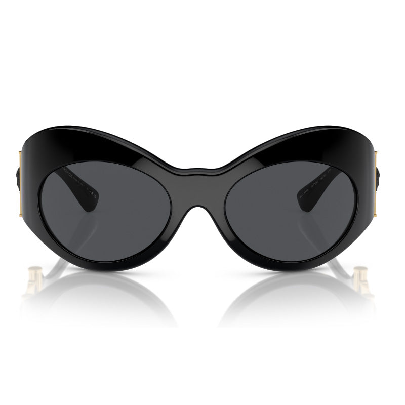 Versace Sunglasses Geometric Full Rim, Black Frame and Dark Grey Lens VE4462GB1/87