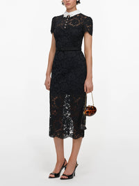 Self-portrait Self-Portrait Women Lace Contrast Collar Midi Dress
