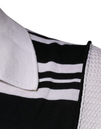 Dolce & Gabbana Black White Stripes Collared Polo Men's T-shirt
