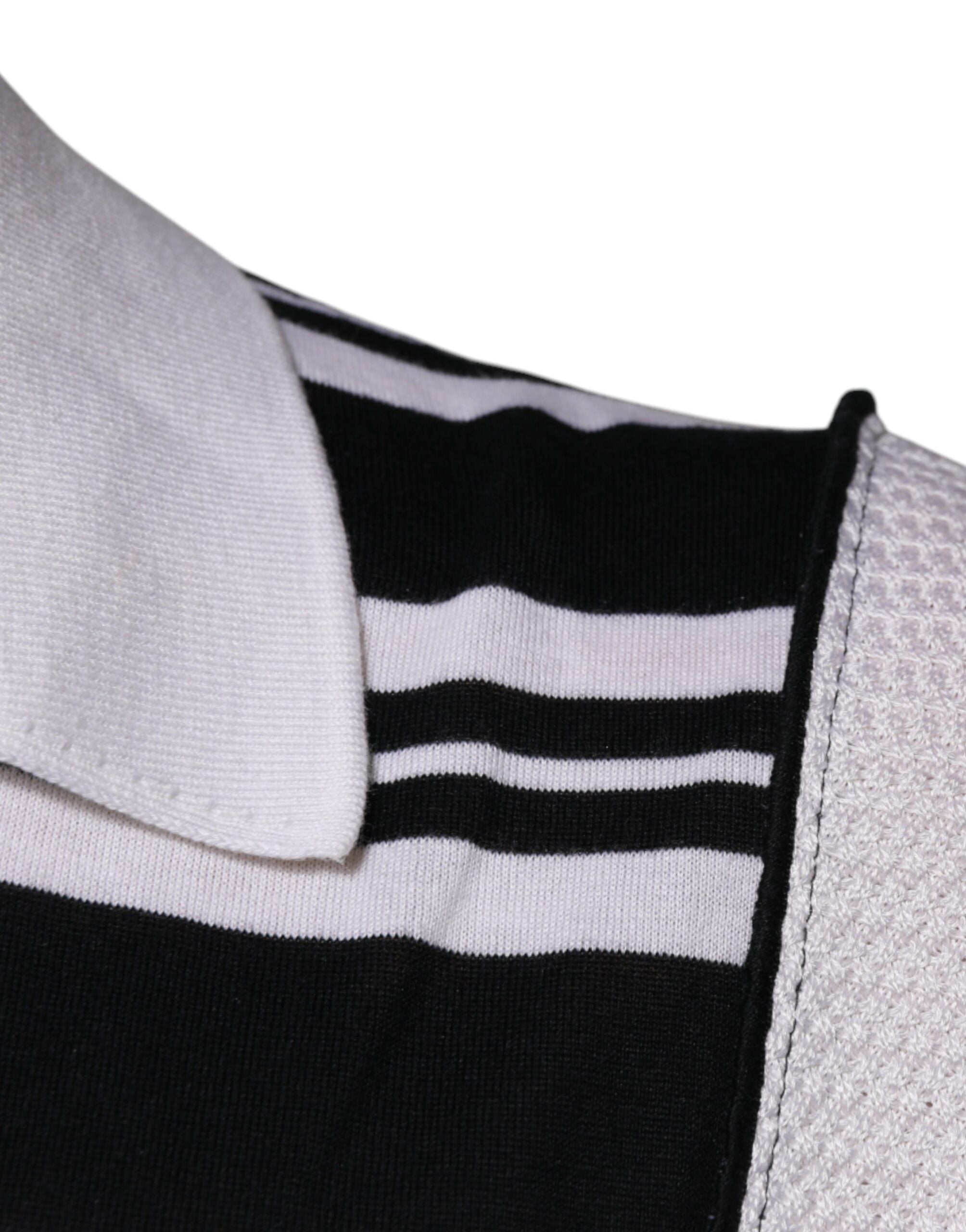 Dolce & Gabbana Black White Stripes Collared Polo Men's T-shirt