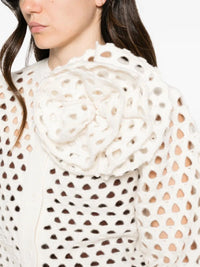 Blumarine Blumarine Women Openwork Wool Cardigan With 3D Rose