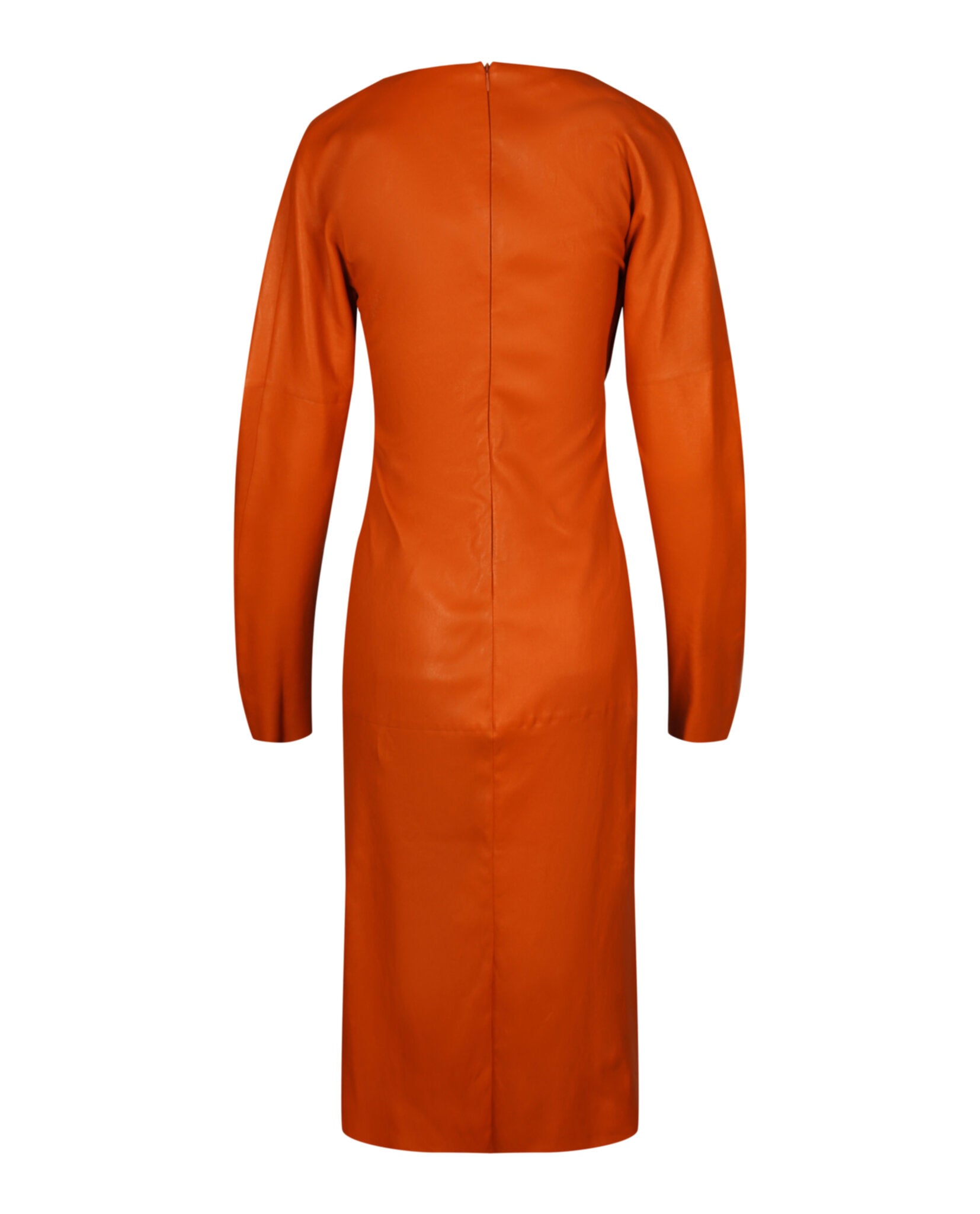 Bottega Veneta Womens Draped Leather Midi Dress