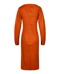 Bottega Veneta Womens Draped Leather Midi Dress