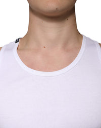 Dolce & Gabbana White Cotton Sleeveless Round Neck Tank Men's T-shirt