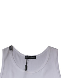Dolce & Gabbana White Cotton Sleeveless Round Neck Tank Men's T-shirt