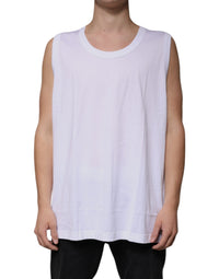 Dolce & Gabbana White Cotton Sleeveless Round Neck Tank Men's T-shirt