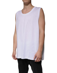 Dolce & Gabbana White Cotton Sleeveless Round Neck Tank Men's T-shirt