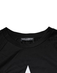 Dolce & Gabbana Black Logo Print Cotton Crew Neck Men's T-shirt