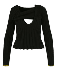 Bottega Veneta Womens Boucle Ribbed V-Neck Sweater