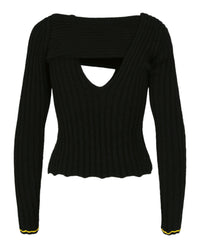 Bottega Veneta Womens Boucle Ribbed V-Neck Sweater