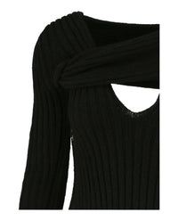 Bottega Veneta Womens Boucle Ribbed V-Neck Sweater