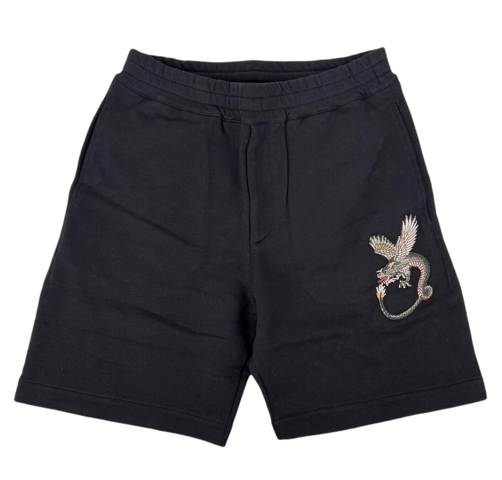 Alexander McQueen Men's Black Cotton Short w/Green Dragon Patch1