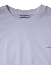 Balenciaga White Logo Cotton Crew Neck Short Sleeves Men's T-shirt