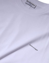 Balenciaga White Logo Cotton Crew Neck Short Sleeves Men's T-shirt