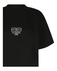 Balenciaga Womens BB Paris Rhinestone T-Shirt