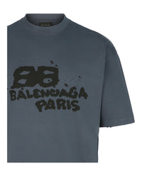 Balenciaga Balenciaga Mens Hand Drawn BB Icon Medium Fit T-Shirt
