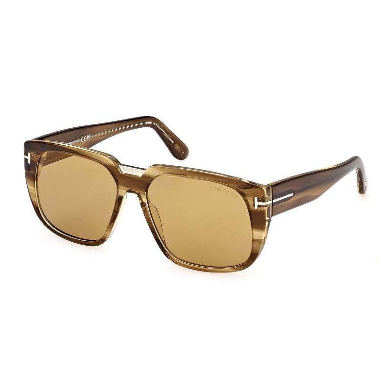 Tom Ford Sunglasses Square Full Rim, Coloured Havana Frame and Brown Lens FT102555E