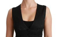 Dolce & Gabbana Dolce & Gabbana Black Lace Waistcoat Slim Vest Silk Women's Top