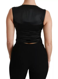 Dolce & Gabbana Dolce & Gabbana Black Lace Waistcoat Slim Vest Silk Women's Top