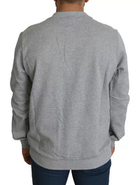 Dolce & Gabbana Gray Crown King Print Cotton Pullover Men's Sweater