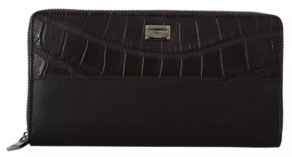 Dolce & Gabbana Dolce & Gabbana Brown Exotic Leather Zip Around Continental Clutch Men's Wallet