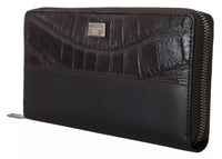 Dolce & Gabbana Dolce & Gabbana Brown Exotic Leather Zip Around Continental Clutch Men's Wallet