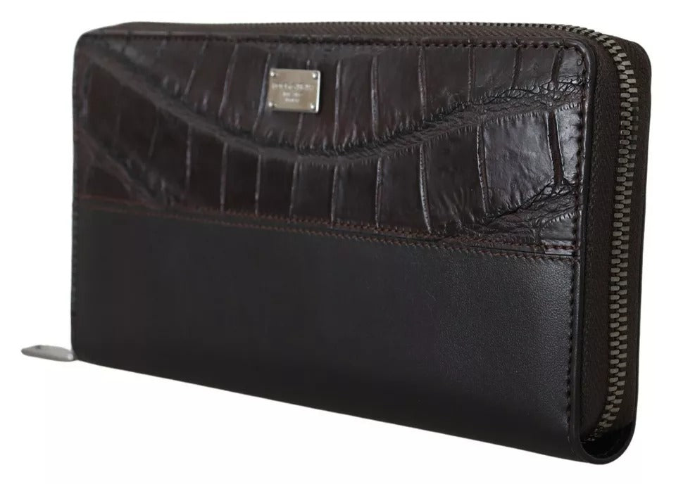 Dolce & Gabbana Dolce & Gabbana Brown Exotic Leather Zip Around Continental Clutch Men's Wallet