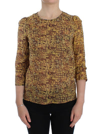 Dolce & Gabbana Multicolor Mosaic Print Silk Blouse Women's T-shirt