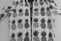 Dolce & Gabbana White Black Pineapple Bomber Coat Men's Jacket