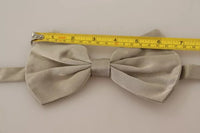 Dolce & Gabbana Dolce & Gabbana Silver Gray 100% Silk Adjustable Neck Bow Men's Tie