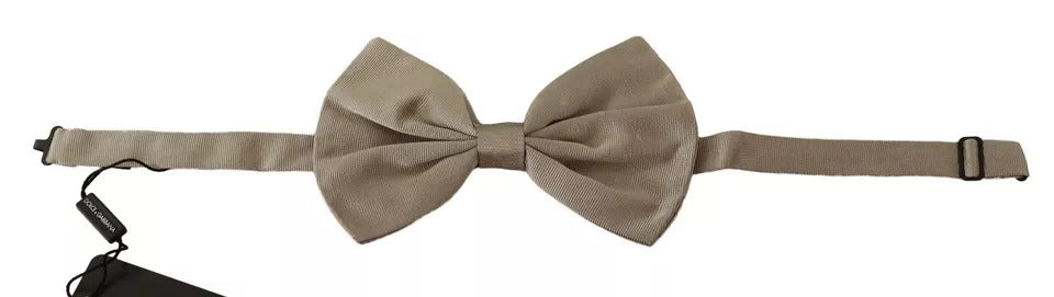 Dolce & Gabbana Dolce & Gabbana Silver Gray 100% Silk Adjustable Neck Bow Men's Tie
