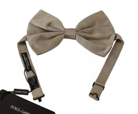 Dolce & Gabbana Dolce & Gabbana Silver Gray 100% Silk Adjustable Neck Bow Men's Tie
