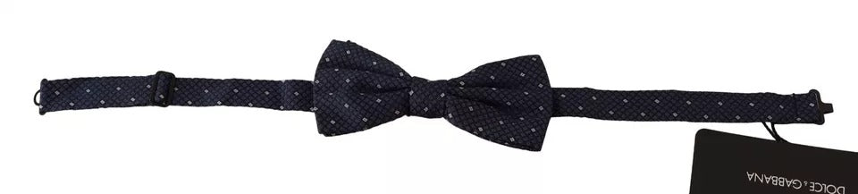 Dolce & Gabbana Dolce & Gabbana Blue Patterned Silk Adjustable Neck Bow Tie Men's Men