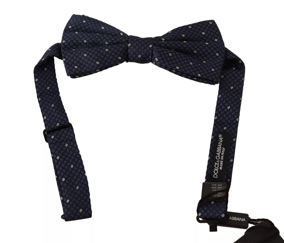 Dolce & Gabbana Dolce & Gabbana Blue Patterned Silk Adjustable Neck Bow Tie Men's Men