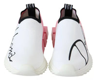 Dolce & Gabbana Pink White Logo Sorrento Sneakers Women's Shoes