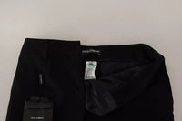 Dolce & Gabbana Black White Stripes Wool Tapered Women's Pants