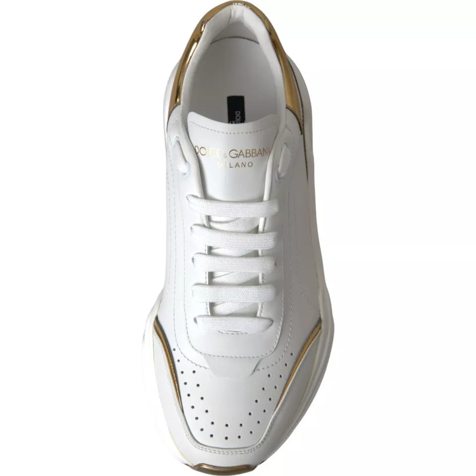 Dolce & Gabbana White Gold DAYMASTER Leather Sneakers Men Men's