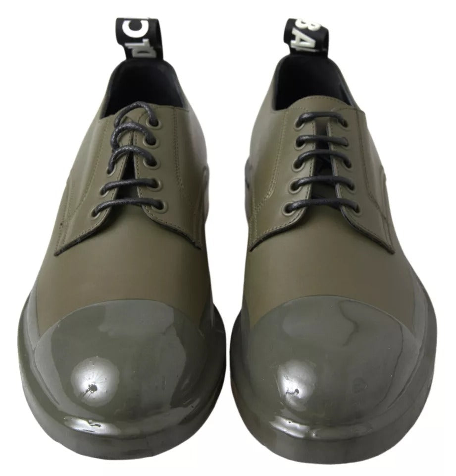 Dolce & Gabbana Dolce & Gabbana Green Leather Rubber Sole Dress Men's Shoes