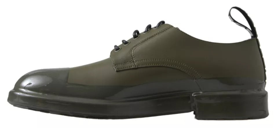 Dolce & Gabbana Dolce & Gabbana Green Leather Rubber Sole Dress Men's Shoes