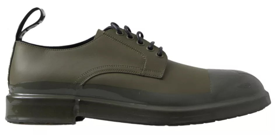 Dolce & Gabbana Dolce & Gabbana Green Leather Rubber Sole Dress Men's Shoes