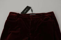 Dolce & Gabbana Bordeaux Velvet Stretch Slim Fit Women's Pants