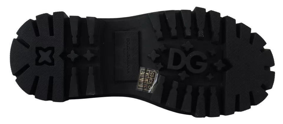 Dolce & Gabbana Dolce & Gabbana Black Leather Trekking Derby Embellished Women's Shoes