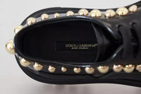 Dolce & Gabbana Dolce & Gabbana Black Leather Trekking Derby Embellished Women's Shoes