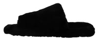 Dolce & Gabbana Dolce & Gabbana Black Polyester Faux Fur Mens Flats Sandals Men's Shoes