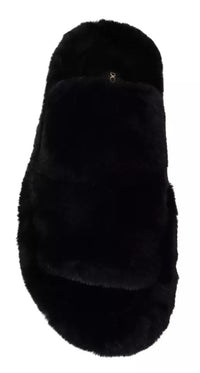 Dolce & Gabbana Dolce & Gabbana Black Polyester Faux Fur Mens Flats Sandals Men's Shoes