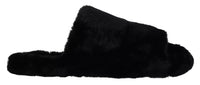 Dolce & Gabbana Dolce & Gabbana Black Polyester Faux Fur Mens Flats Sandals Men's Shoes
