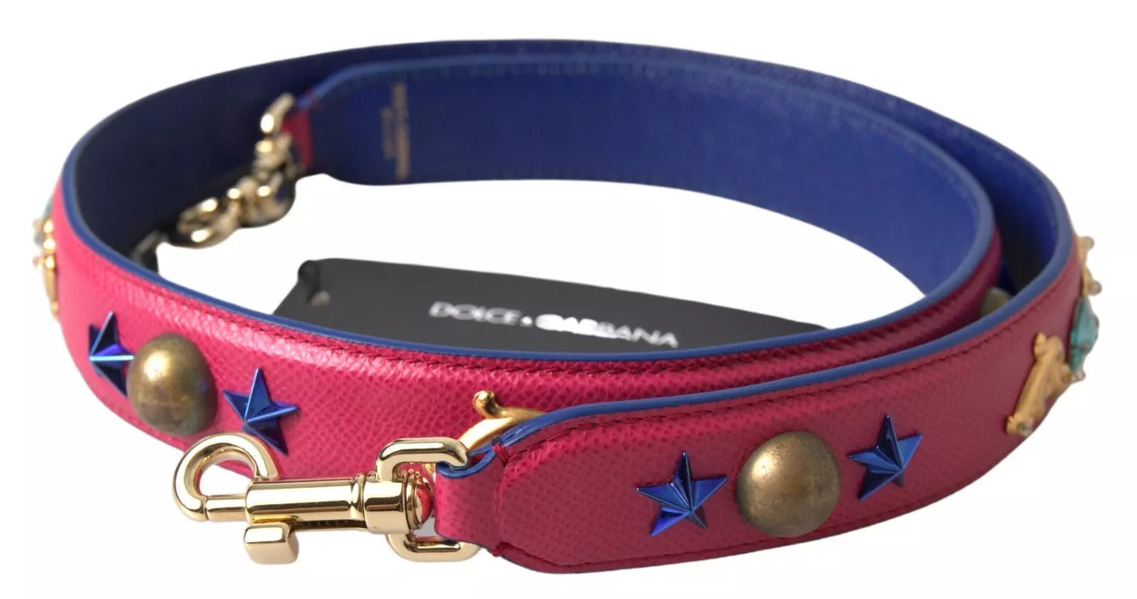 Dolce & Gabbana Dolce & Gabbana Pink Exotic Leather Studded Shoulder Women's Strap