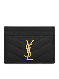 Saint Laurent Saint Laurent Women Cassandre Matelassé Card Case In Grain De Poudre Leather