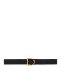Saint Laurent Saint Laurent Women Cassandre Belt With Square Buckle In Hammered Leather
