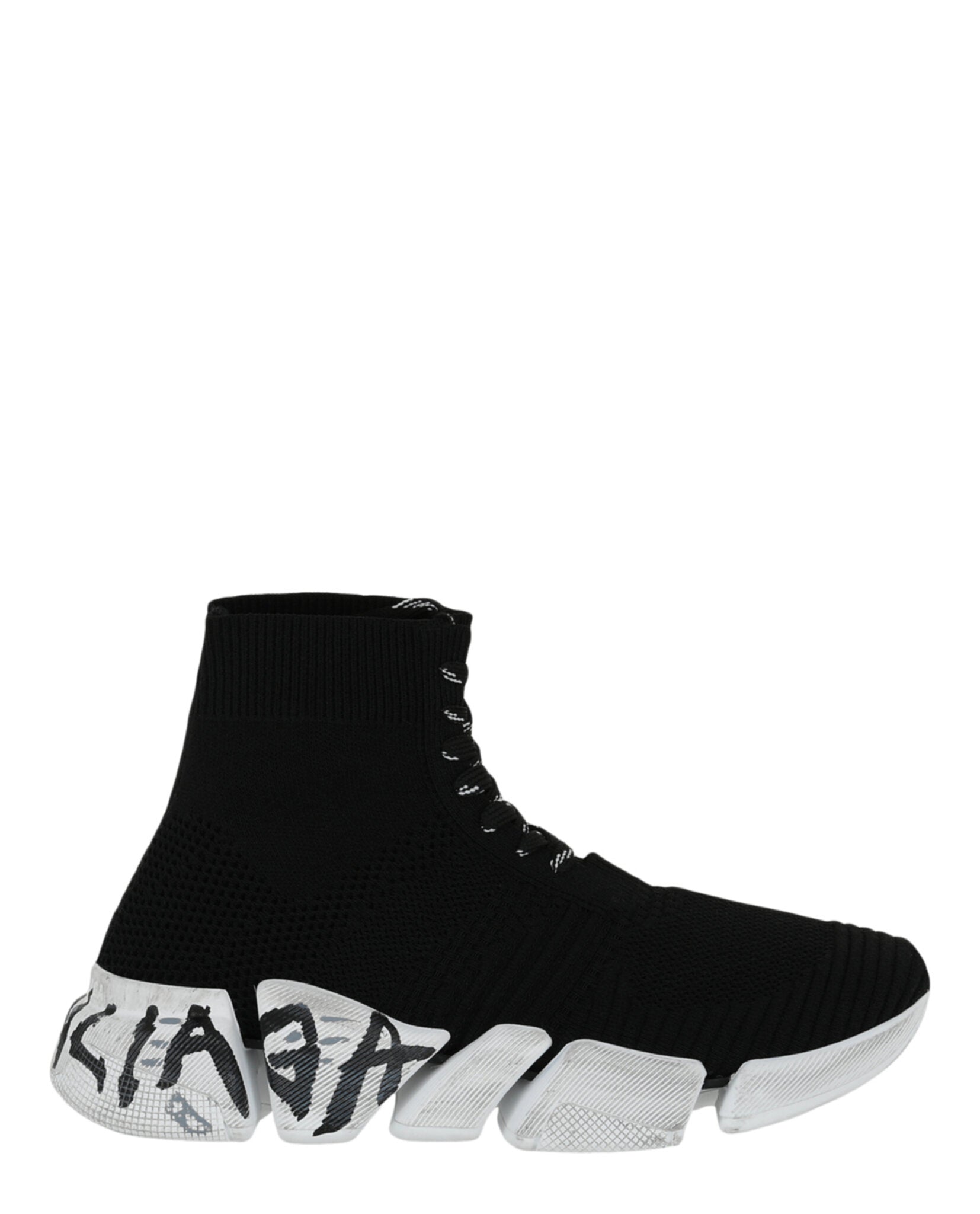 Balenciaga Womens Speed 2.0 Lace-up Graffiti Recycled Knit Sneakers